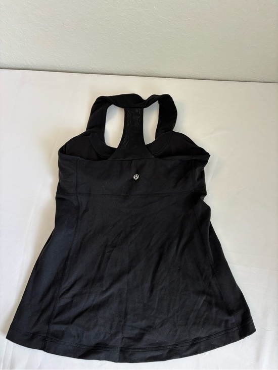 lululemon athletica Tops - lululemon Athletic  Black Mesh-Back Racer Tank Builtin Bra W/Pads Size 8